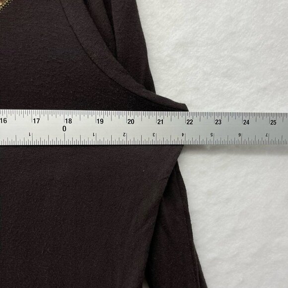 Zenergy Chico's Tops Womens Sz 1 Brown Animal Print Velvet Cowl Neck Long Sleeve - Picture 4 of 12